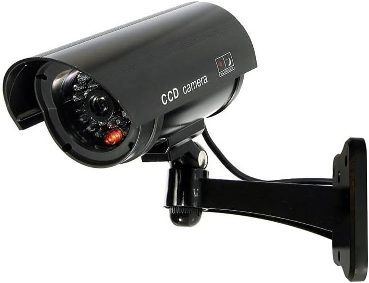 Saikiot Fake Security Camera, Dummy CCTV Surveillance System with Realistic Red Flashing Lights and Warning Sticker Indoor Outdoor Protect - Image 1